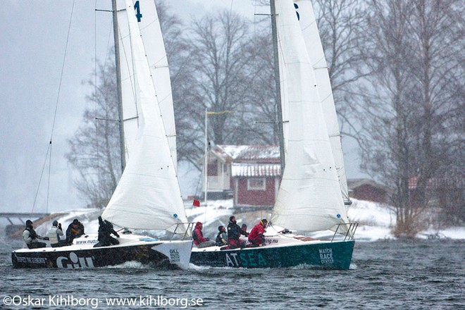 Ice Cup, Stockholm, Sweden.<br />
Matchracing in snow and -10 C degrees.<br />
© Oskar Kihlborg 2010 &copy;  Oskar Kihlborg http://www.kihlborg.se